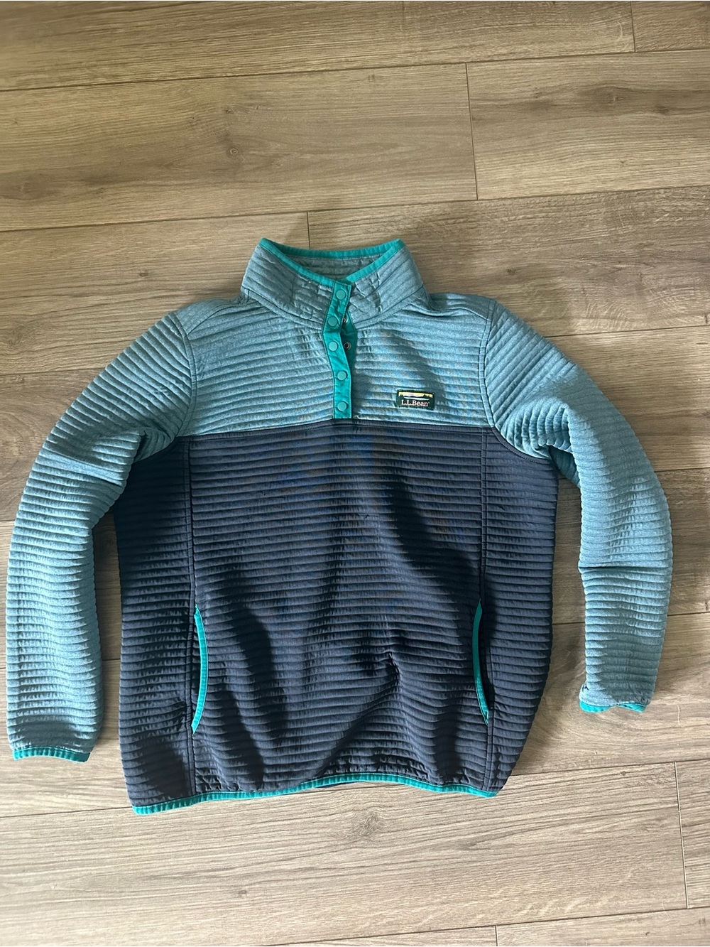 L.L. Bean color block pullover - Teal & Navy